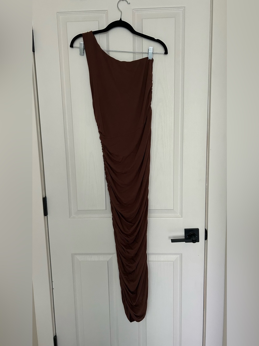 SHEIN Asymmetrical One-Shoulder Ruched Maxi dress - Brown